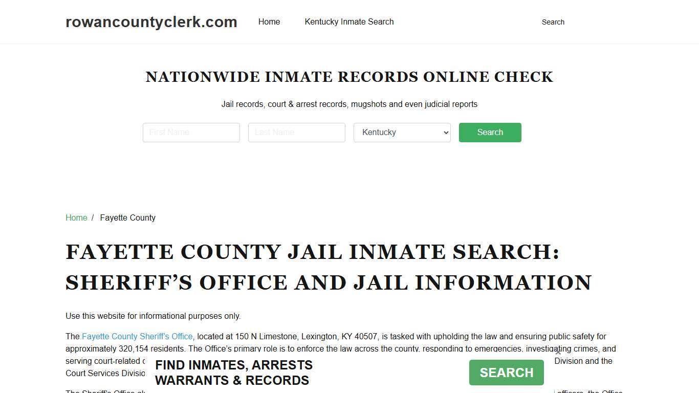 Fayette County Sheriff, KY, Jail Inmate Search, Recent Arrests